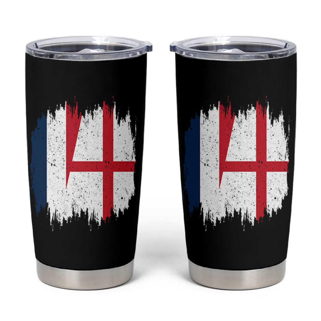 Vintage Grunge France England Flag Brush Stroke Graphic Tumbler Cup French Anglo English Heritage Pride Match Day