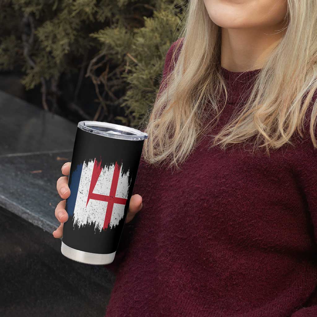 Vintage Grunge France England Flag Brush Stroke Graphic Tumbler Cup French Anglo English Heritage Pride Match Day
