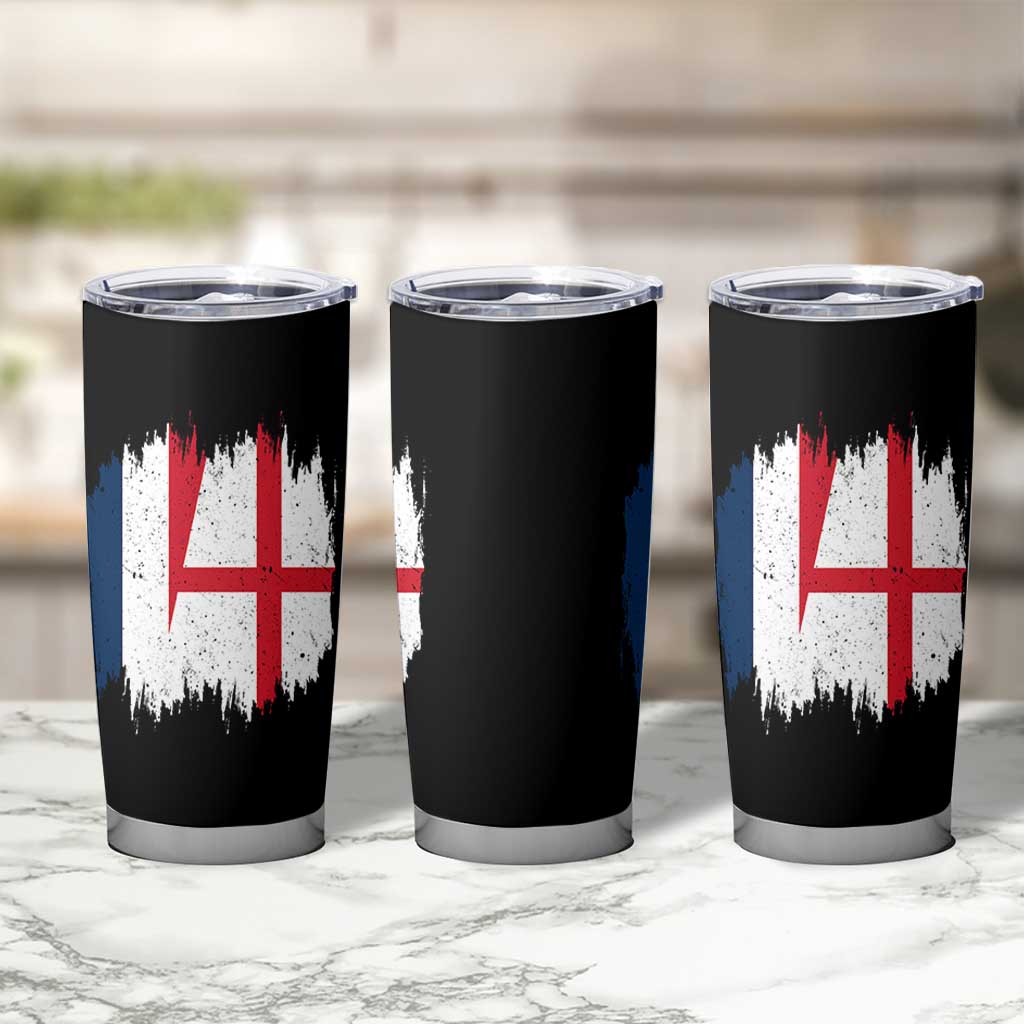 Vintage Grunge France England Flag Brush Stroke Graphic Tumbler Cup French Anglo English Heritage Pride Match Day