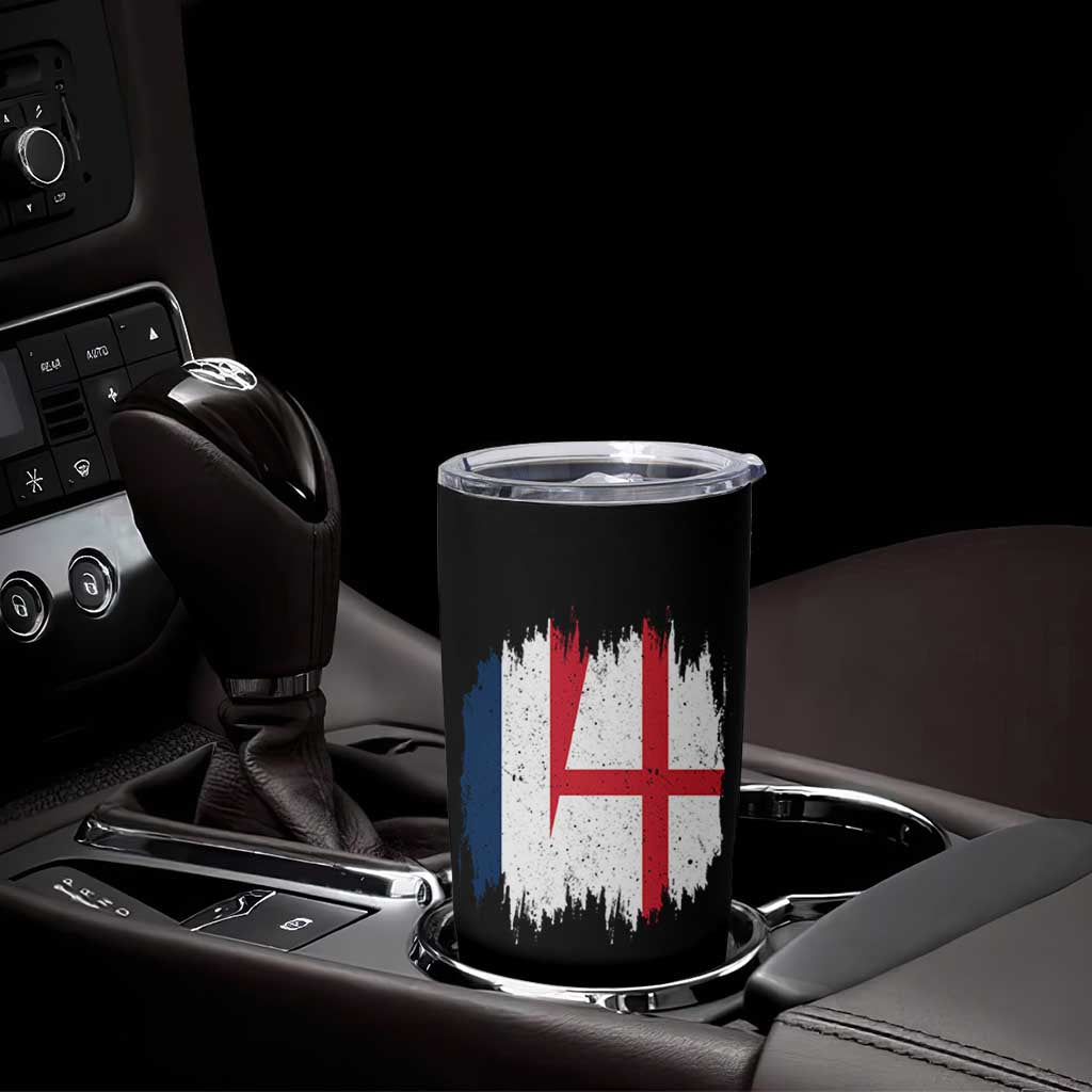 Vintage Grunge France England Flag Brush Stroke Graphic Tumbler Cup French Anglo English Heritage Pride Match Day