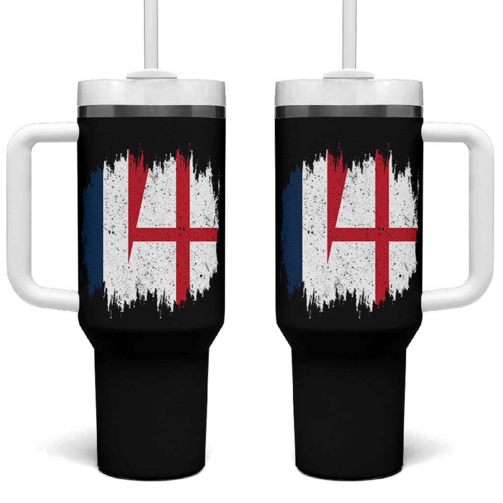 Vintage Grunge France England Flag Brush Stroke Graphic Tumbler With Handle French Anglo English Heritage Pride Match Day