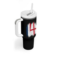Vintage Grunge France England Flag Brush Stroke Graphic Tumbler With Handle French Anglo English Heritage Pride Match Day