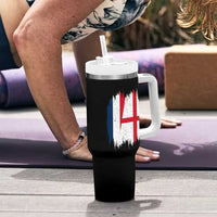 Vintage Grunge France England Flag Brush Stroke Graphic Tumbler With Handle French Anglo English Heritage Pride Match Day