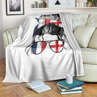 Proud France England Flag Messy Bun Bandana Sunglasses Graphic Throw Blanket French Anglo English Heritage Roots Woman