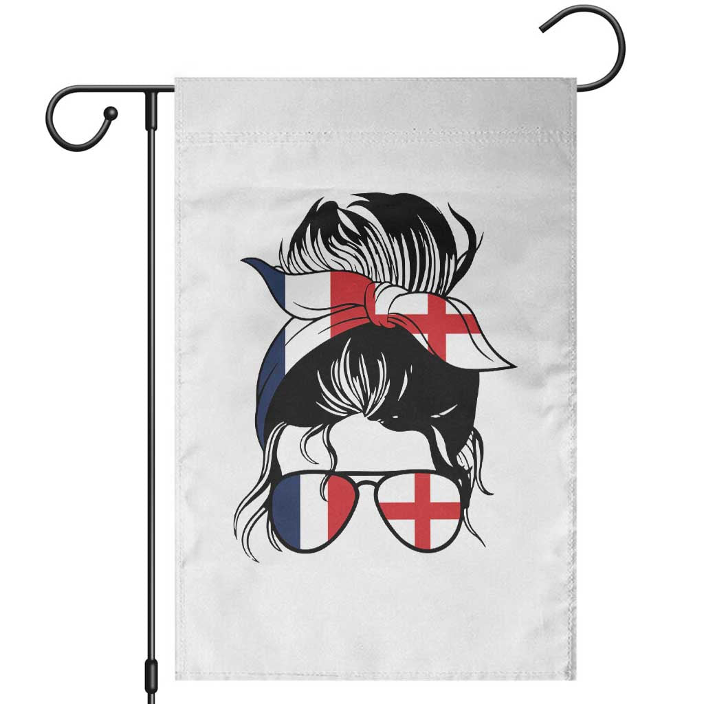 Proud France England Flag Messy Bun Bandana Sunglasses Graphic Garden Flag French Anglo English Heritage Roots Woman