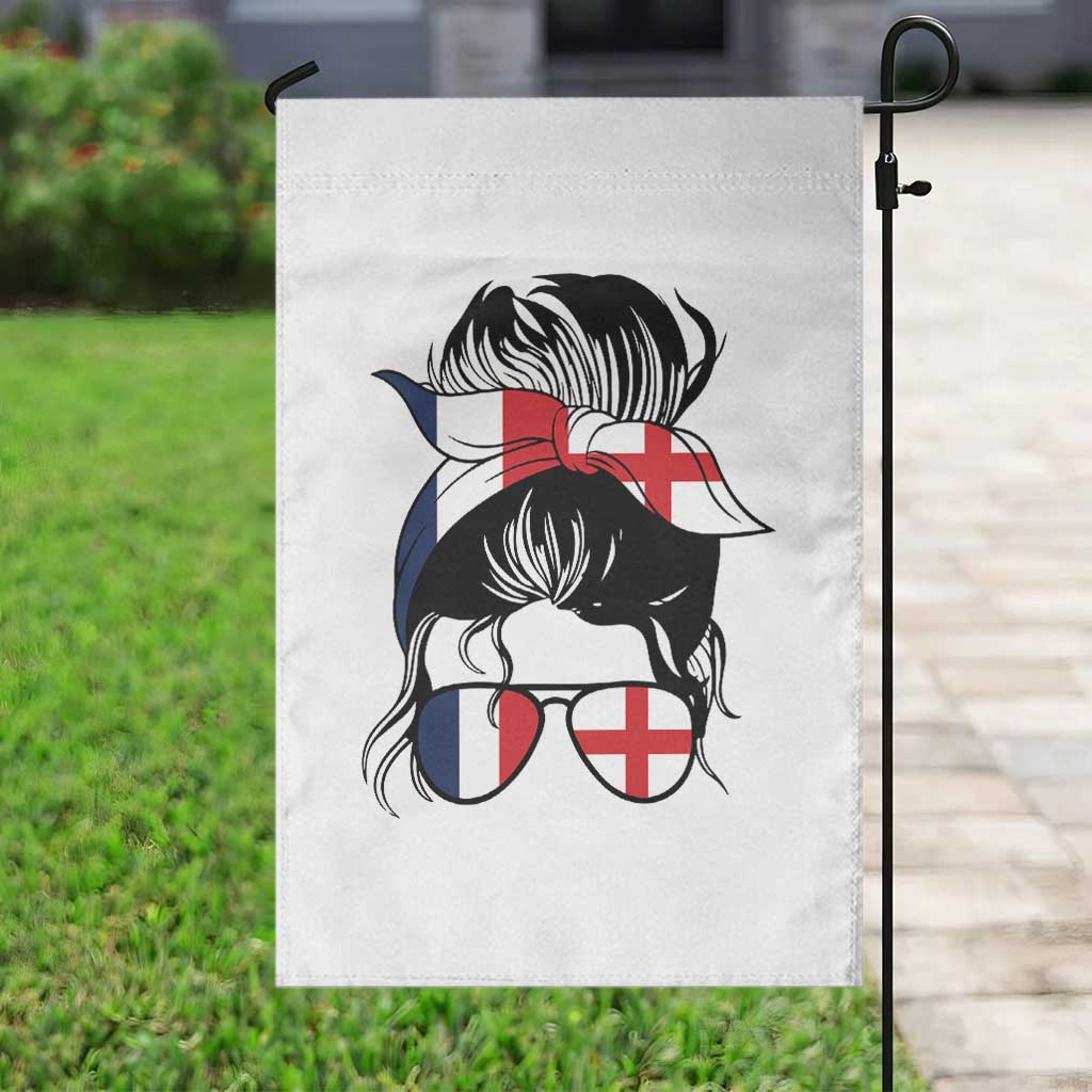 Proud France England Flag Messy Bun Bandana Sunglasses Graphic Garden Flag French Anglo English Heritage Roots Woman