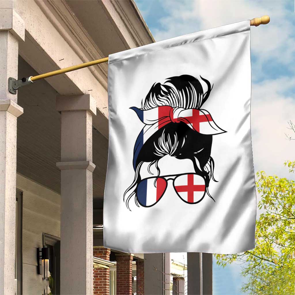 Proud France England Flag Messy Bun Bandana Sunglasses Graphic Garden Flag French Anglo English Heritage Roots Woman