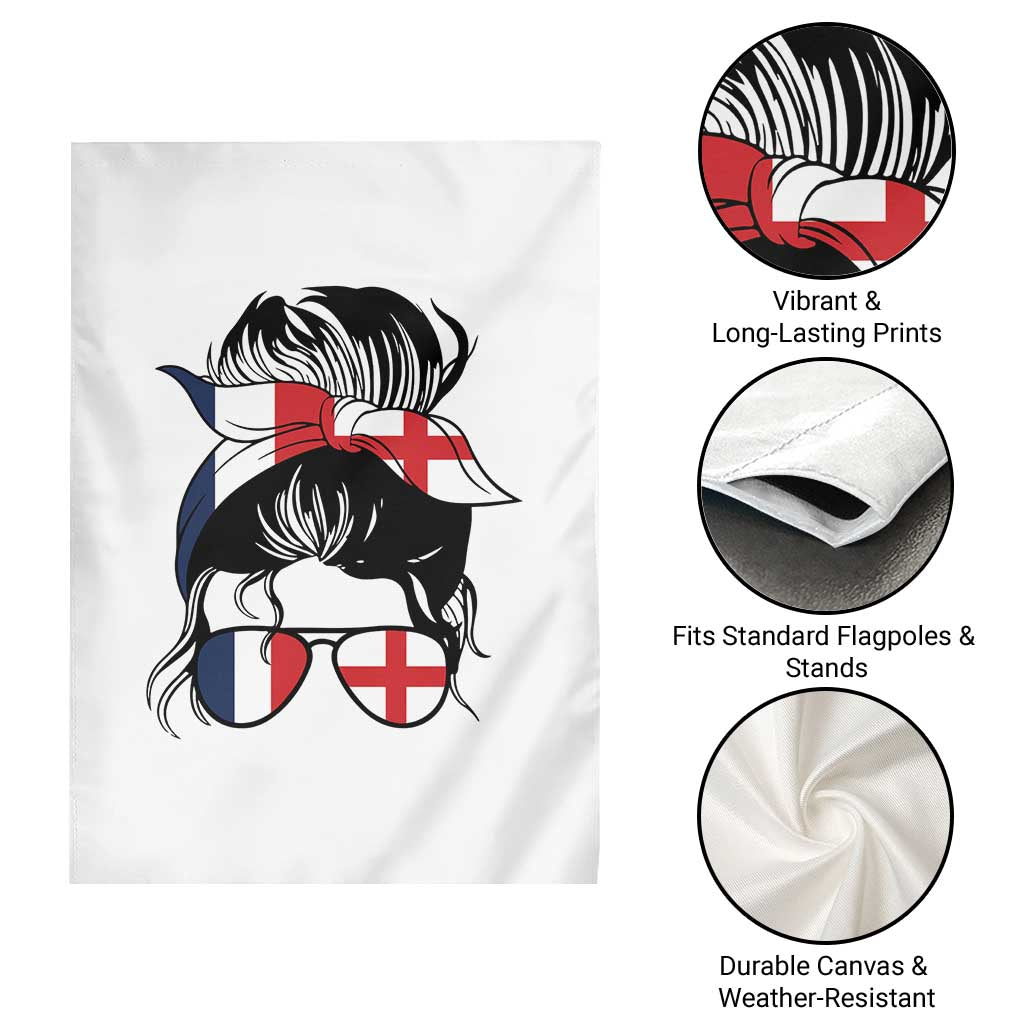 Proud France England Flag Messy Bun Bandana Sunglasses Graphic Garden Flag French Anglo English Heritage Roots Woman