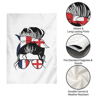 Proud France England Flag Messy Bun Bandana Sunglasses Graphic Garden Flag French Anglo English Heritage Roots Woman