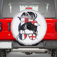 Proud France England Flag Messy Bun Bandana Sunglasses Graphic Spare Tire Cover French Anglo English Heritage Roots Woman