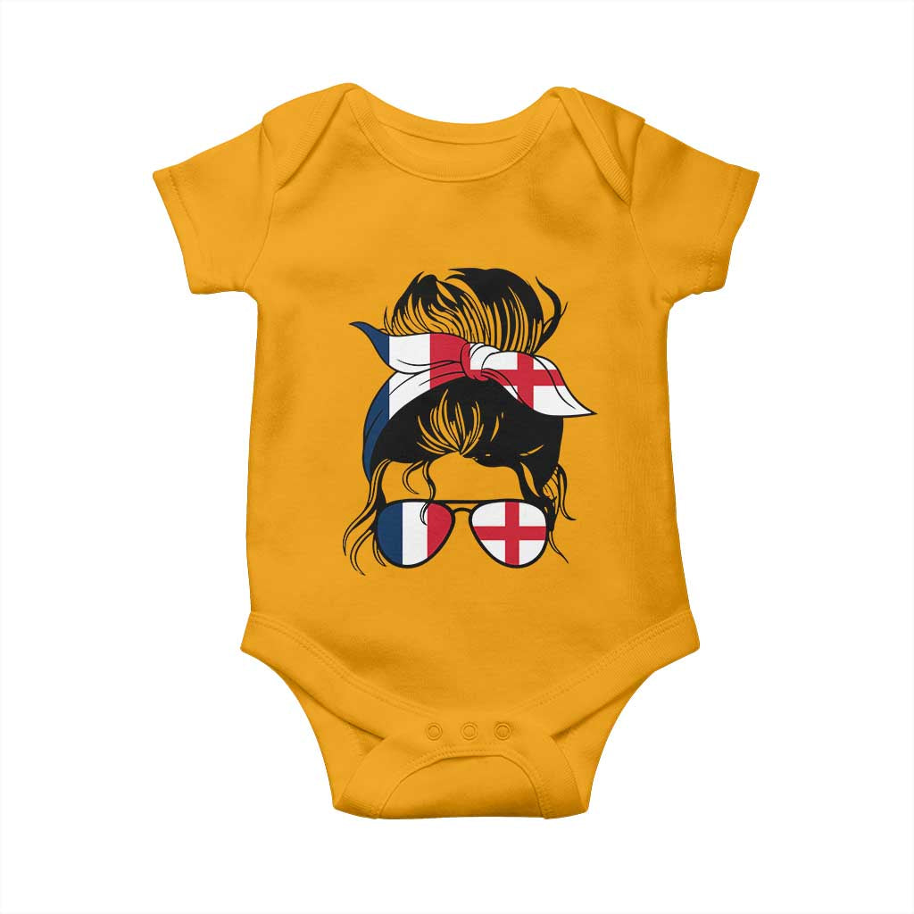 Proud France England Flag Messy Bun Bandana Sunglasses Graphic Baby Onesie French Anglo English Heritage Roots Woman