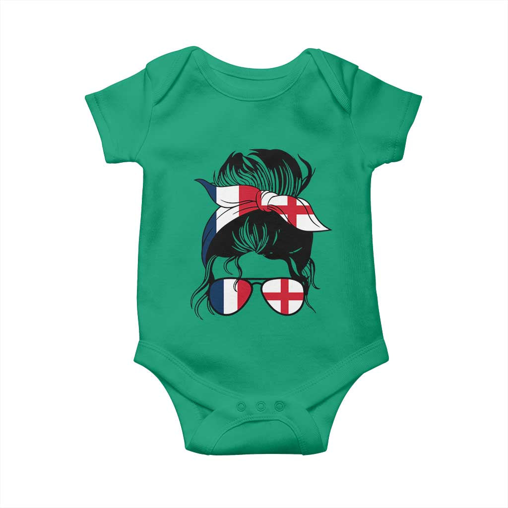 Proud France England Flag Messy Bun Bandana Sunglasses Graphic Baby Onesie French Anglo English Heritage Roots Woman
