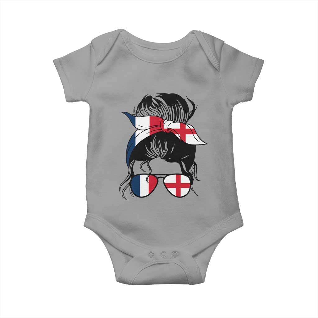 Proud France England Flag Messy Bun Bandana Sunglasses Graphic Baby Onesie French Anglo English Heritage Roots Woman