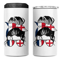 Proud France England Flag Messy Bun Bandana Sunglasses Graphic 4 in 1 Can Cooler Tumbler French Anglo English Heritage Roots Woman