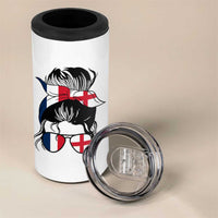 Proud France England Flag Messy Bun Bandana Sunglasses Graphic 4 in 1 Can Cooler Tumbler French Anglo English Heritage Roots Woman