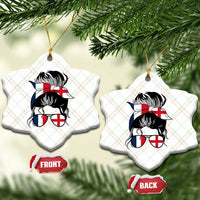 Proud France England Flag Messy Bun Bandana Sunglasses Graphic Ceramic Ornament French Anglo English Heritage Roots Woman