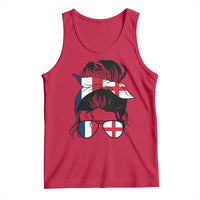Proud France England Flag Messy Bun Bandana Sunglasses Graphic Tank Top French Anglo English Heritage Roots Woman