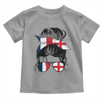 Proud France England Flag Messy Bun Bandana Sunglasses Graphic Toddler T Shirt French Anglo English Heritage Roots Woman