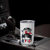 Proud France England Flag Messy Bun Bandana Sunglasses Graphic Tumbler Cup French Anglo English Heritage Roots Woman