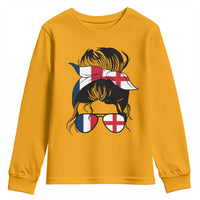 Proud France England Flag Messy Bun Bandana Sunglasses Graphic Youth Sweatshirt French Anglo English Heritage Roots Woman