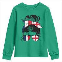 Proud France England Flag Messy Bun Bandana Sunglasses Graphic Youth Sweatshirt French Anglo English Heritage Roots Woman