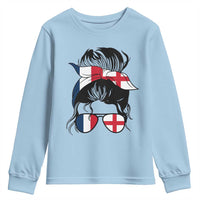 Proud France England Flag Messy Bun Bandana Sunglasses Graphic Youth Sweatshirt French Anglo English Heritage Roots Woman