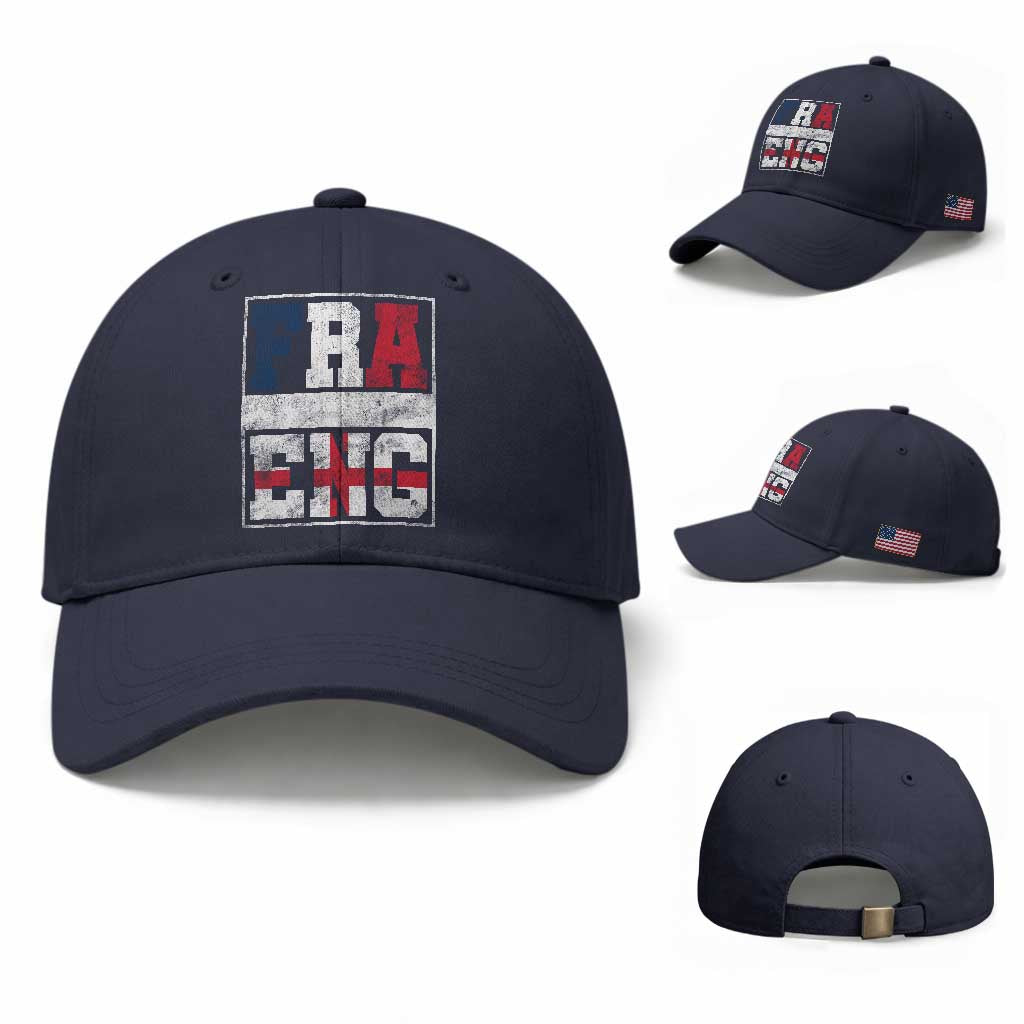 FRA ENG France England Flag Graphic Baseball Cap French English Country Pride