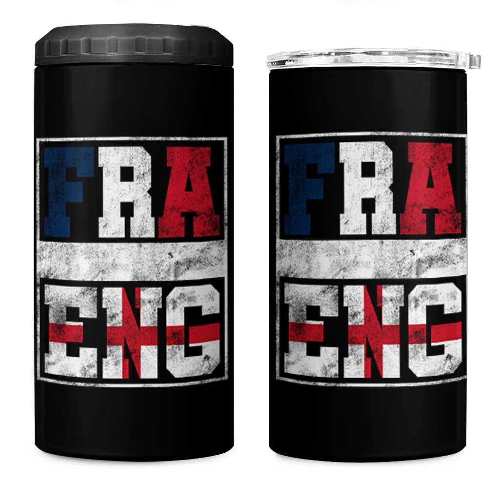 FRA ENG France England Flag Graphic 4 in 1 Can Cooler Tumbler French English Country Pride