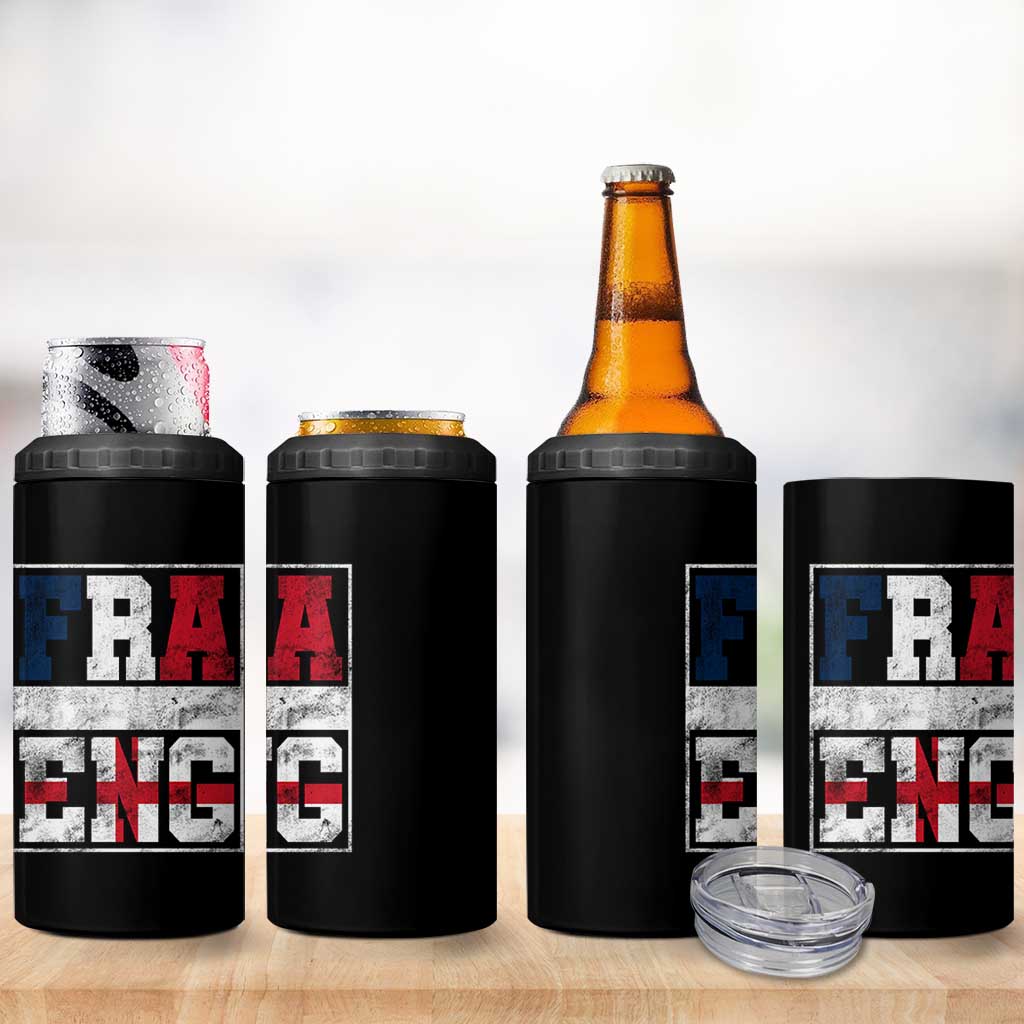 FRA ENG France England Flag Graphic 4 in 1 Can Cooler Tumbler French English Country Pride