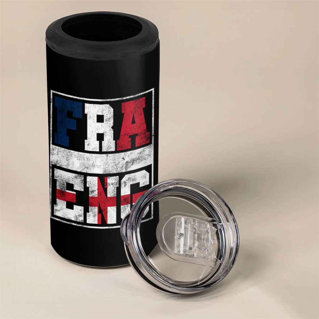 FRA ENG France England Flag Graphic 4 in 1 Can Cooler Tumbler French English Country Pride