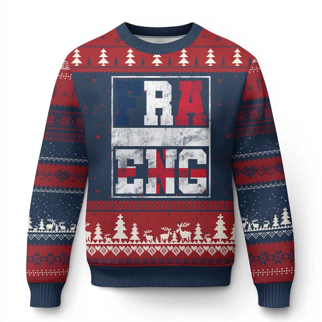 FRA ENG France England Flag Graphic Ugly Christmas Sweater French English Country Pride