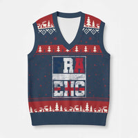 FRA ENG France England Flag Graphic V-Neck Knit Sweater Vest French English Country Pride