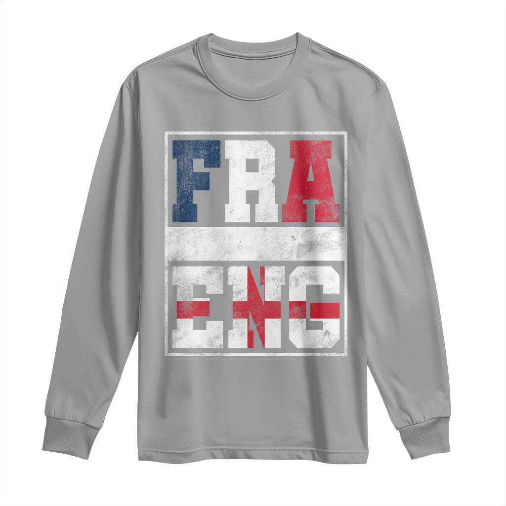FRA ENG France England Flag Graphic Long Sleeve Shirt French English Country Pride