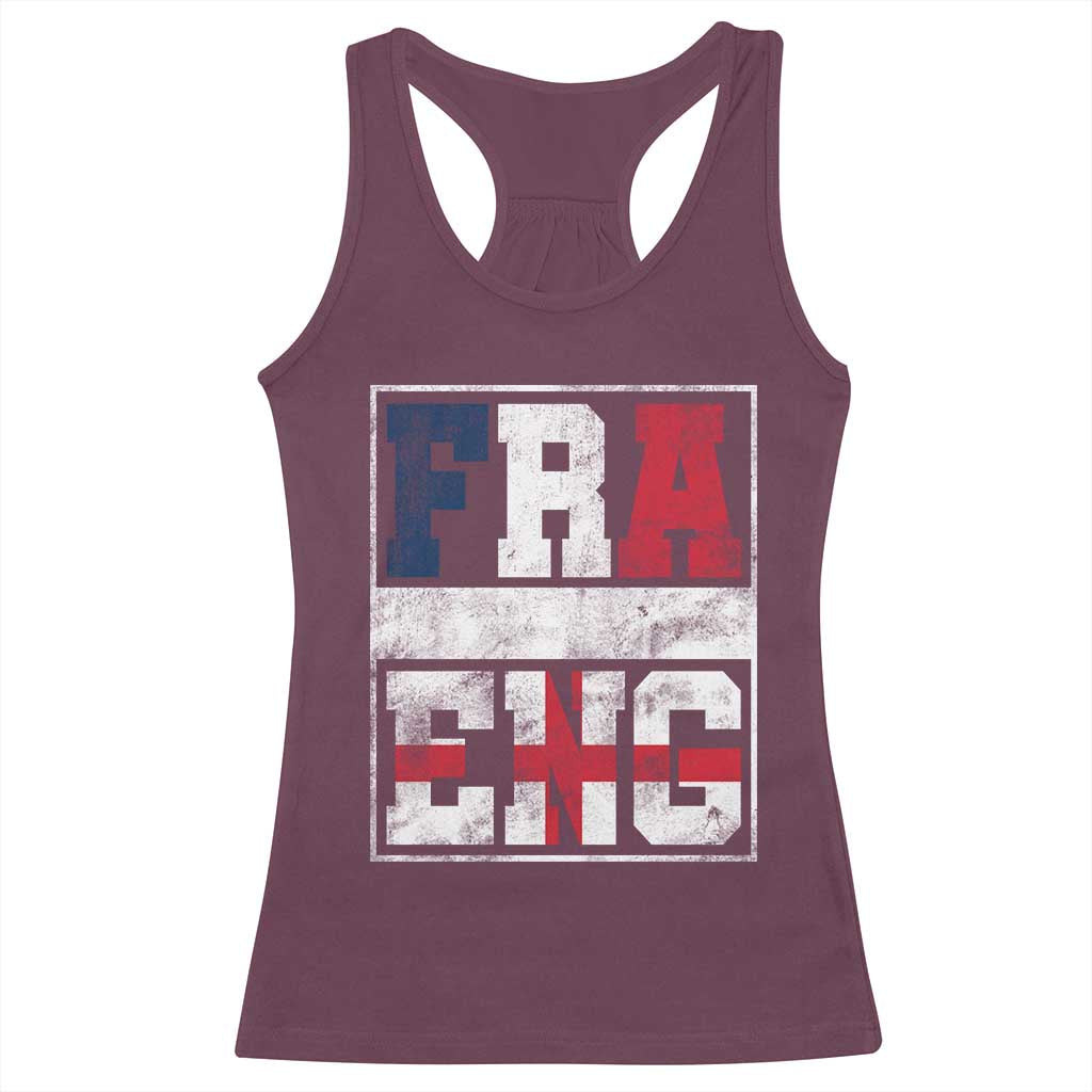 FRA ENG France England Flag Graphic Racerback Tank Top French English Country Pride