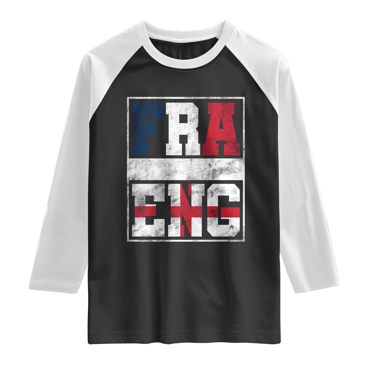 FRA ENG France England Flag Graphic Raglan Shirt French English Country Pride