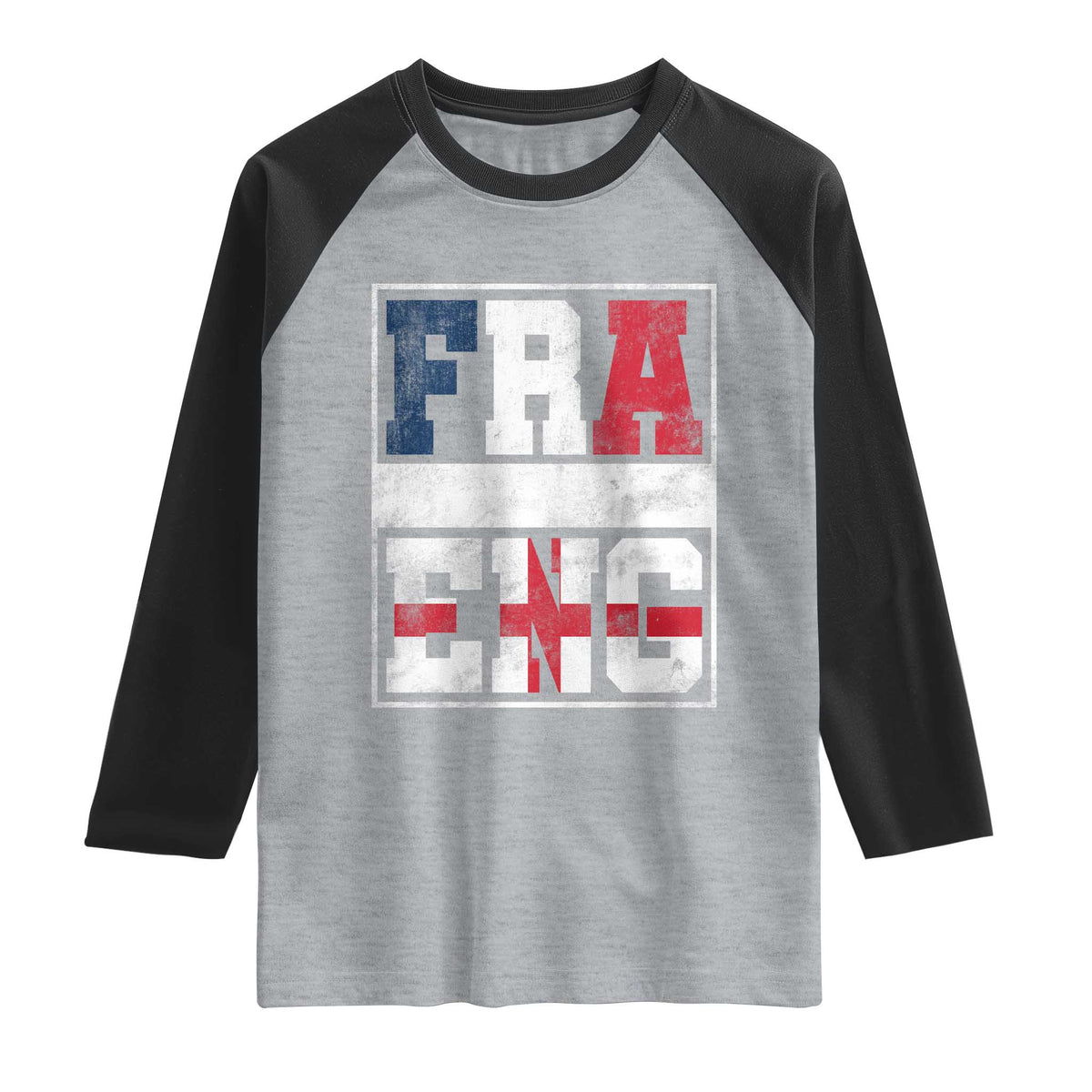 FRA ENG France England Flag Graphic Raglan Shirt French English Country Pride