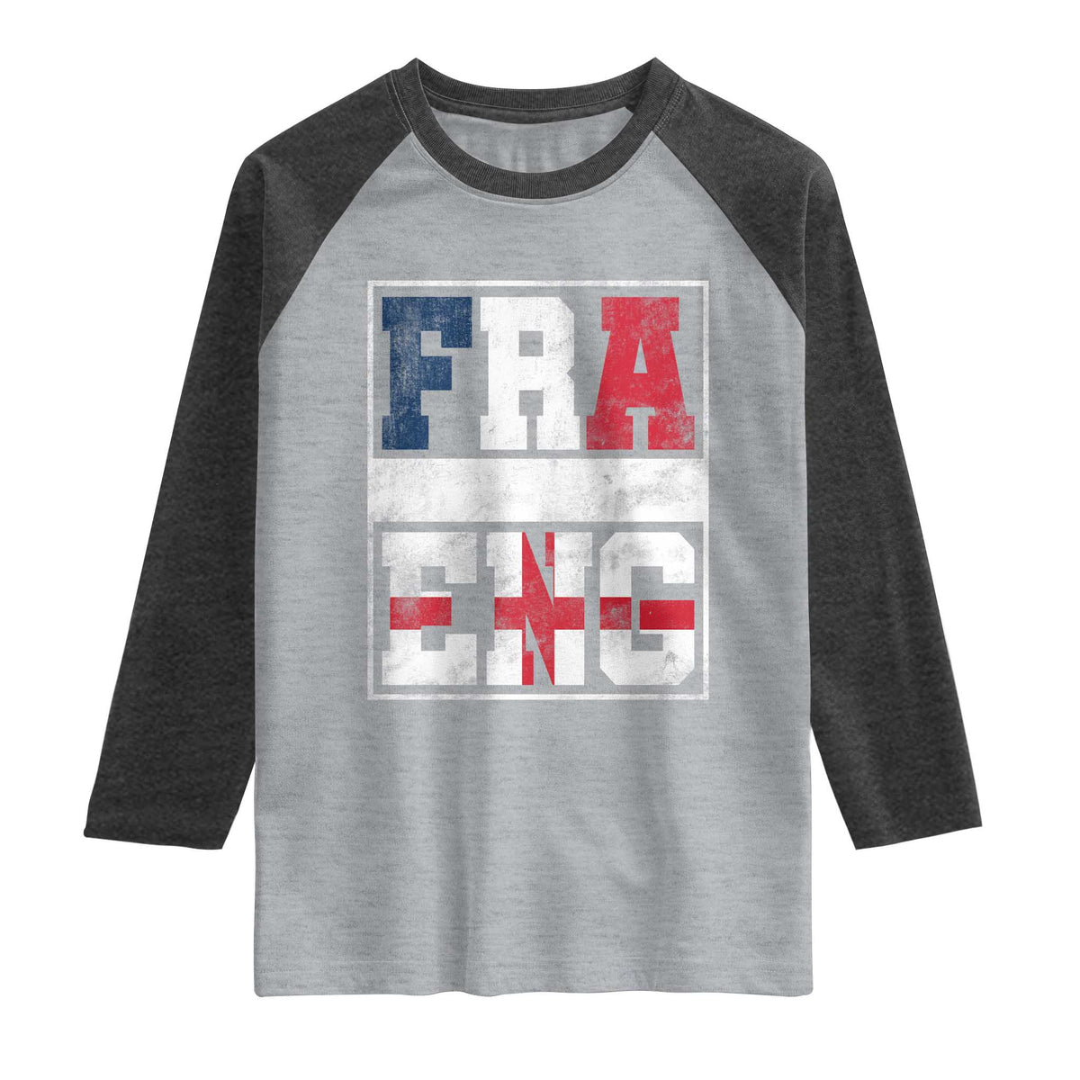 FRA ENG France England Flag Graphic Raglan Shirt French English Country Pride