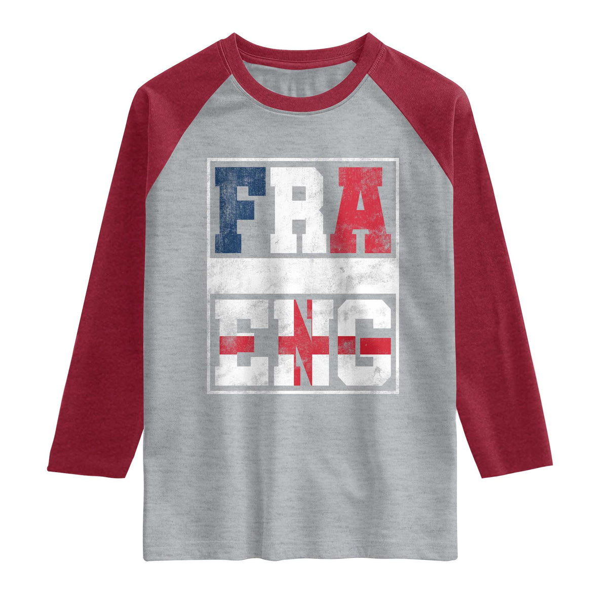 FRA ENG France England Flag Graphic Raglan Shirt French English Country Pride