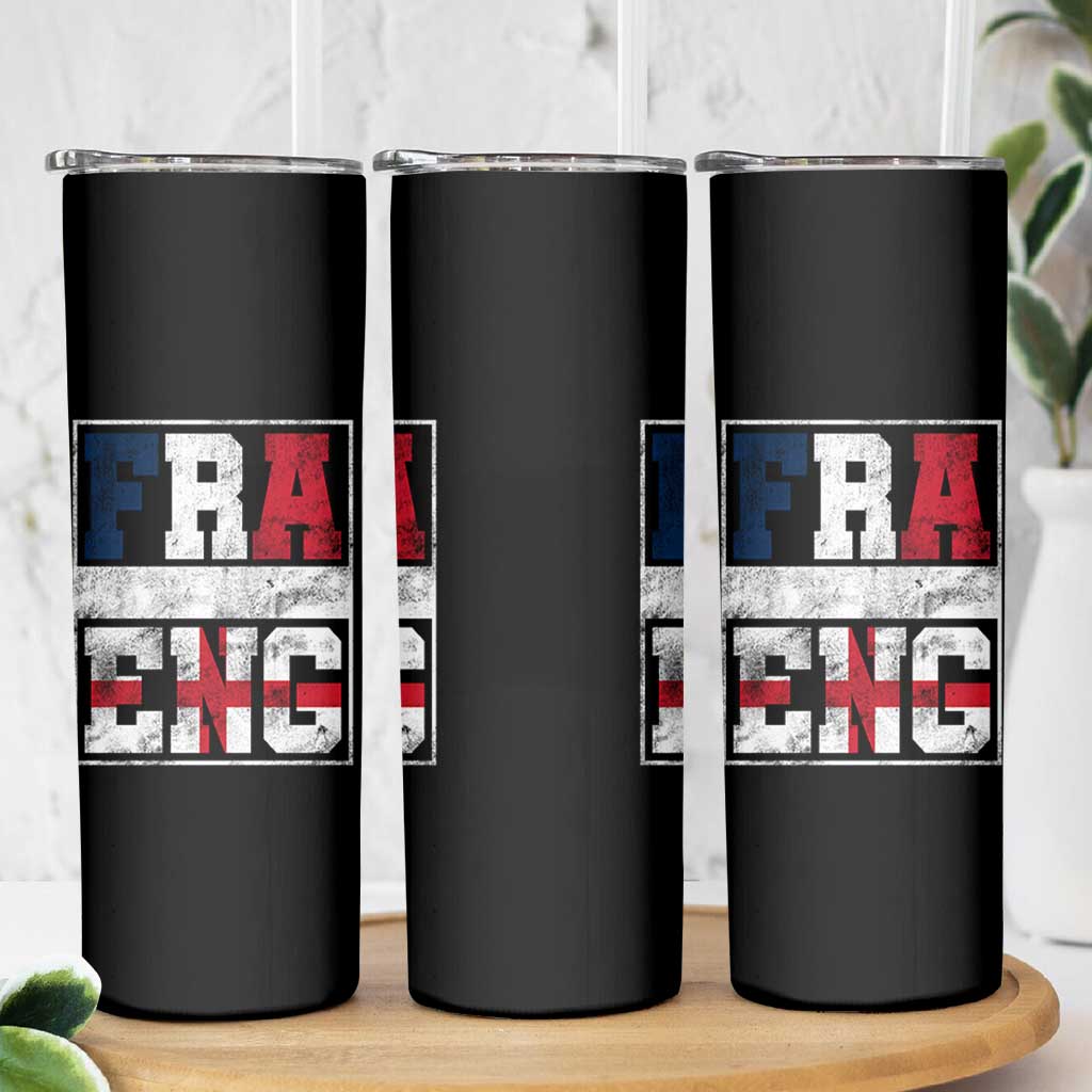 FRA ENG France England Flag Graphic Skinny Tumbler French English Country Pride