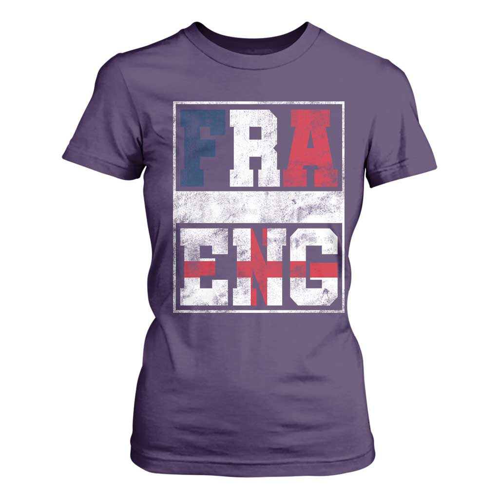 FRA ENG France England Flag Graphic T Shirt For Women French English Country Pride