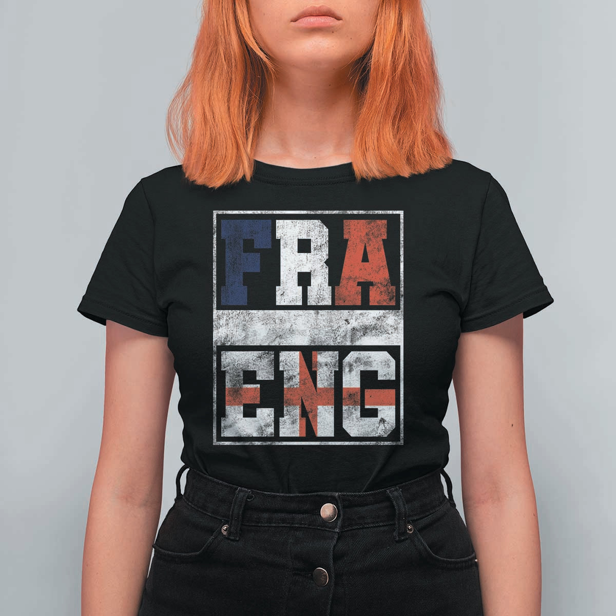 FRA ENG France England Flag Graphic T Shirt For Women French English Country Pride TS02