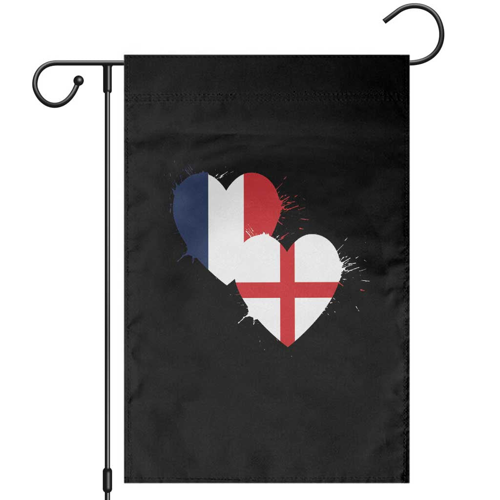 France England Flag Hearts Splatter Graphic Garden Flag Anglo English French Heritage Love Unity