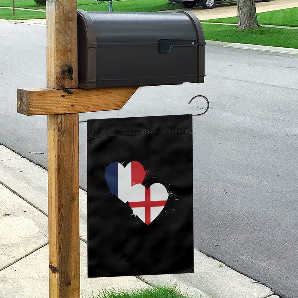 France England Flag Hearts Splatter Graphic Garden Flag Anglo English French Heritage Love Unity