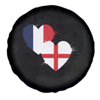 France England Flag Hearts Splatter Graphic Spare Tire Cover Anglo English French Heritage Love Unity