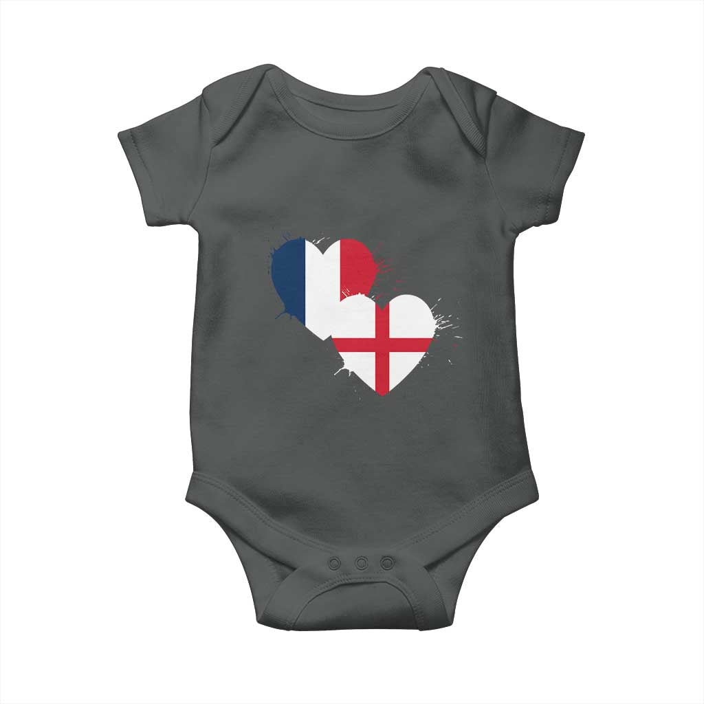 France England Flag Hearts Splatter Graphic Baby Onesie Anglo English French Heritage Love Unity