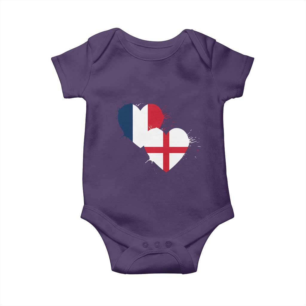 France England Flag Hearts Splatter Graphic Baby Onesie Anglo English French Heritage Love Unity