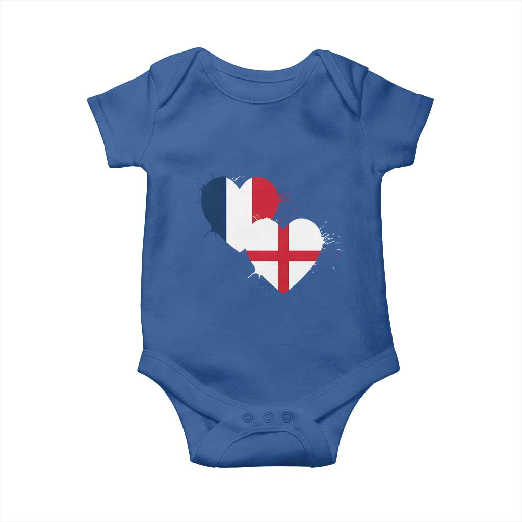 France England Flag Hearts Splatter Graphic Baby Onesie Anglo English French Heritage Love Unity