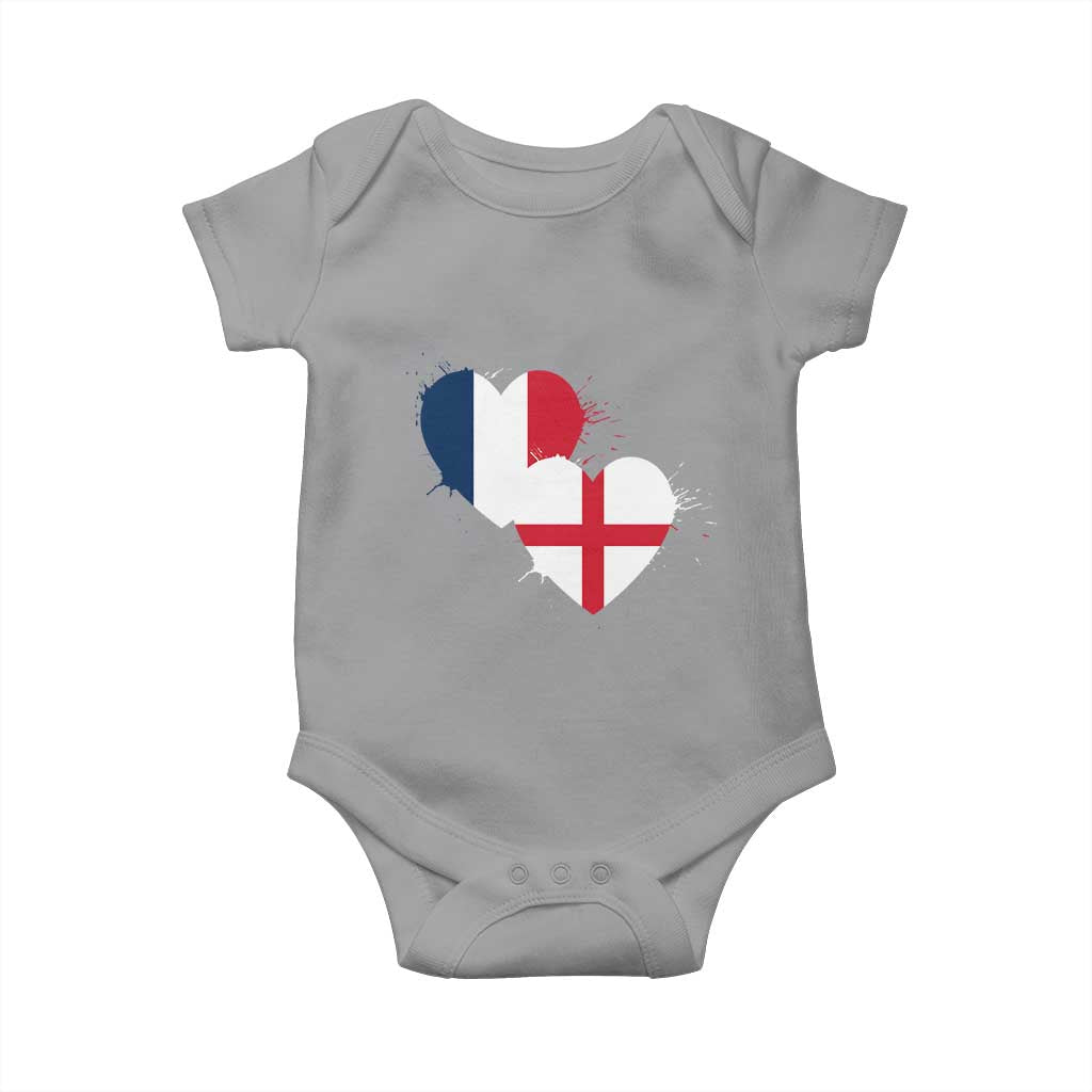 France England Flag Hearts Splatter Graphic Baby Onesie Anglo English French Heritage Love Unity