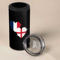 France England Flag Hearts Splatter Graphic 4 in 1 Can Cooler Tumbler Anglo English French Heritage Love Unity