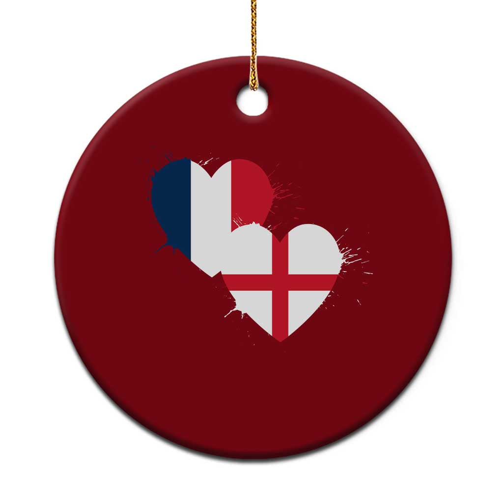 France England Flag Hearts Splatter Graphic Ceramic Ornament Anglo English French Heritage Love Unity